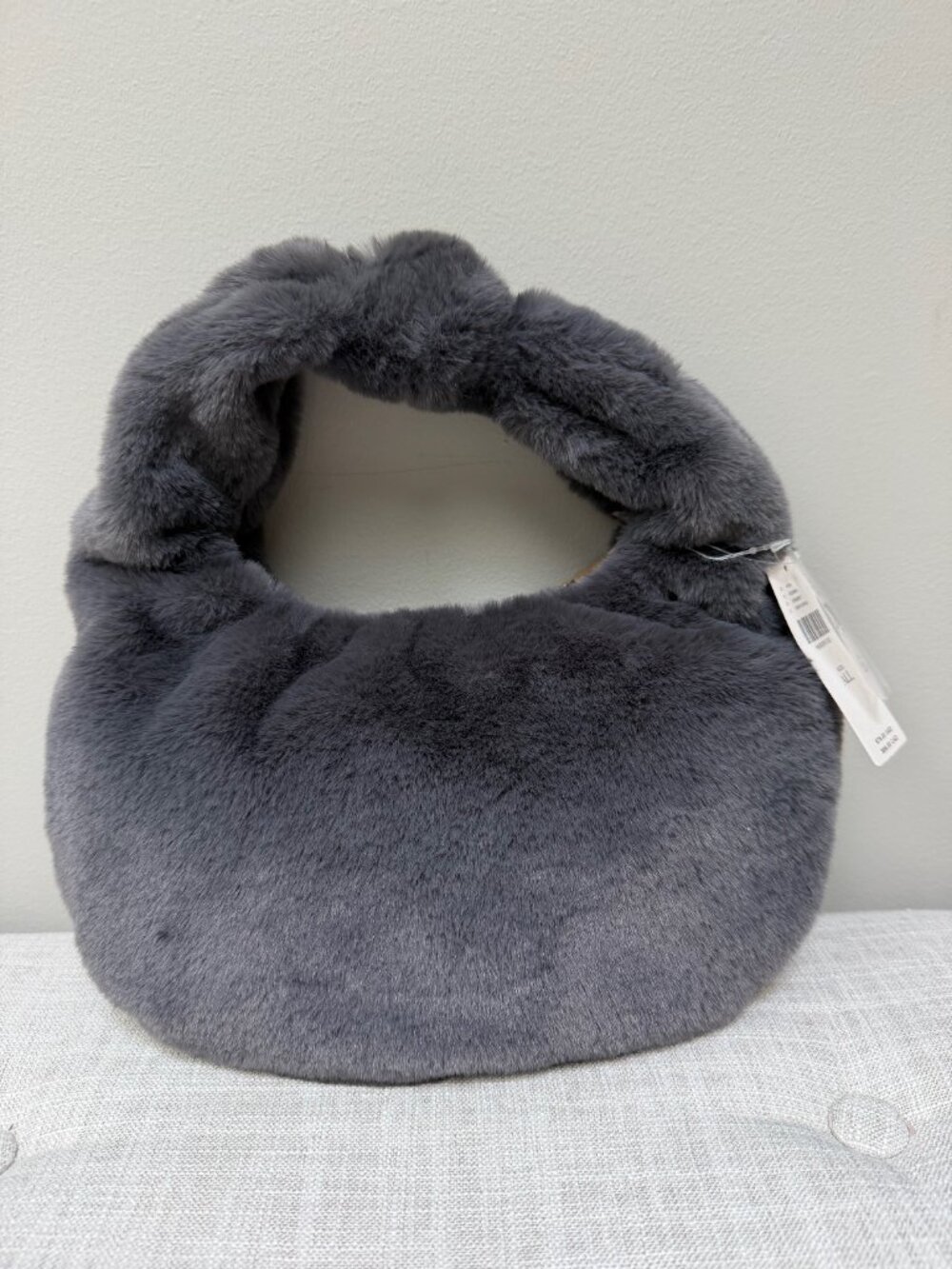 NWT Anthropologie Gray Faux Fur Mini Hobo Bag